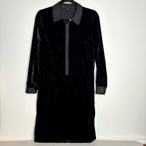 Talbots Velvet Dress Long Sleeve Shirtdress Popover size S Small
